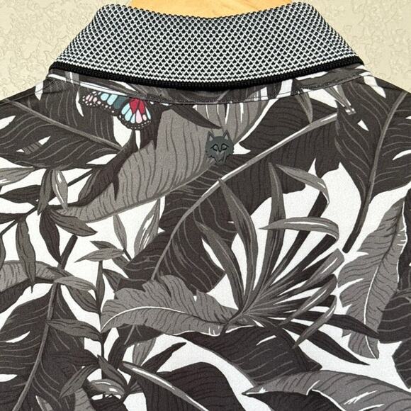 Greyson Golf Polo Shirt Men’s Size S Floral Butterfly Gray Arctic Lost World EUC - Picture 6 of 9